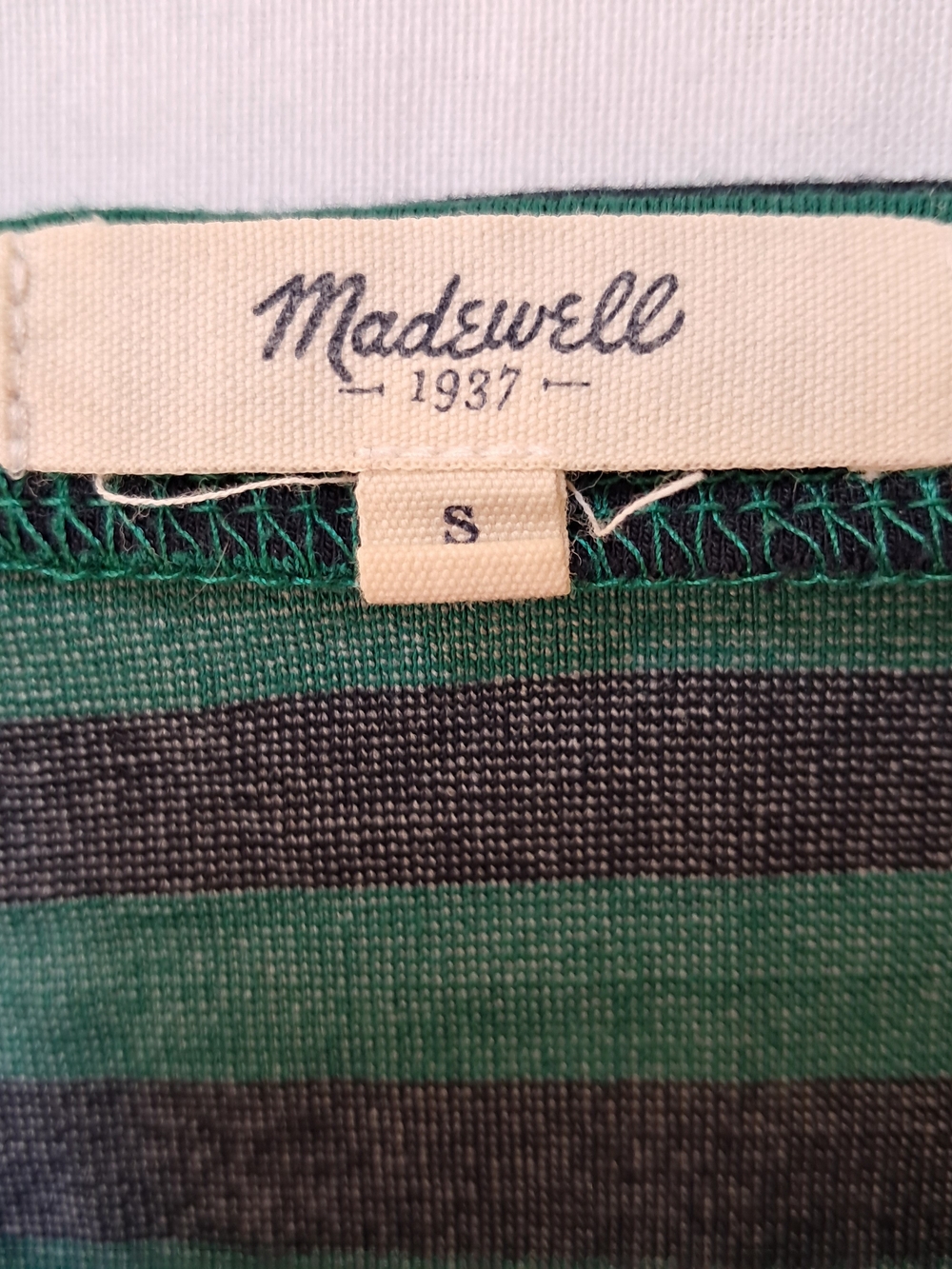 Madewell Striped Long Sleeve Top Green Navy Blue‎ Crew Neck Small - Picture 8 of 8